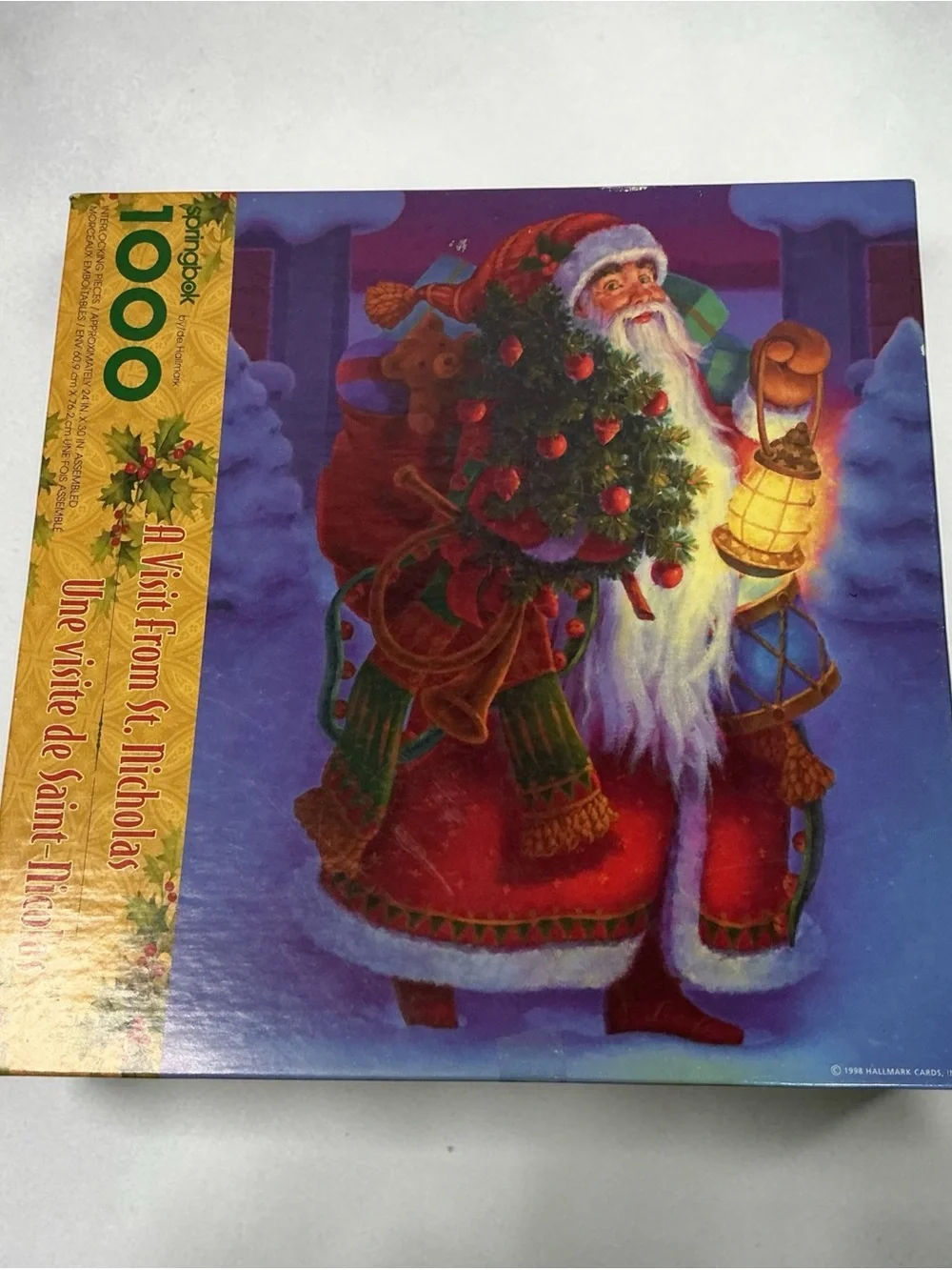 Hallmark Santa with Lantern and Tree Puzzle - Red, Green, Gold